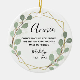 Geometric Leaf Greenery Kollegen Weihnachten Keramik Ornament