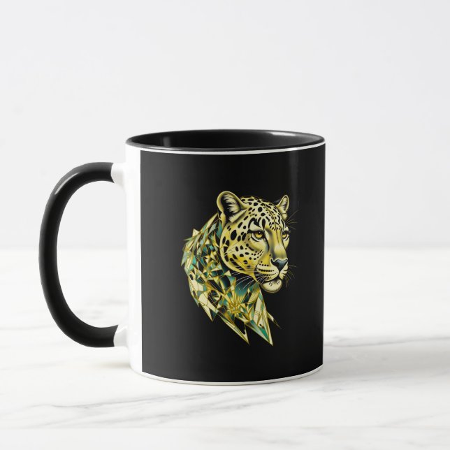Geometric Leopard Abstract Art Coffee Tasse (Links)