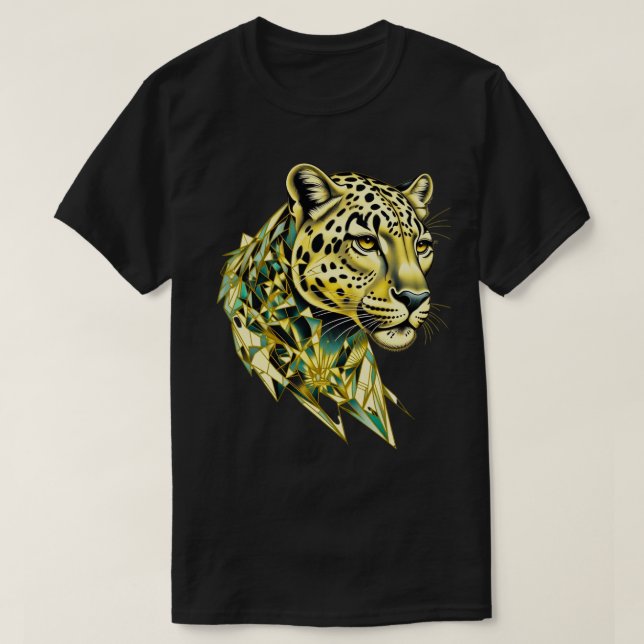Geometric Leopard Luxury Abstract Animal Art T-Shirt (Design vorne)