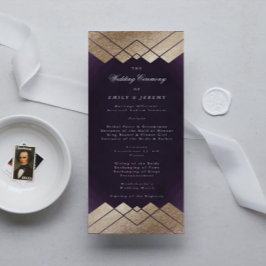 Geometric Lila Gatsby Wedding Programm