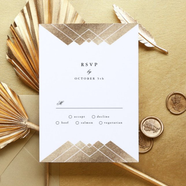 Geometric Lila Gatsby Wedding RSVP Karte (Von Creator hochgeladen)