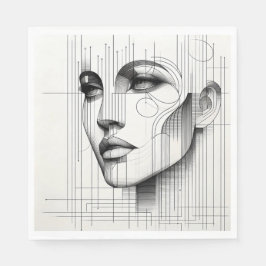 Geometric Line Portrait Serviette