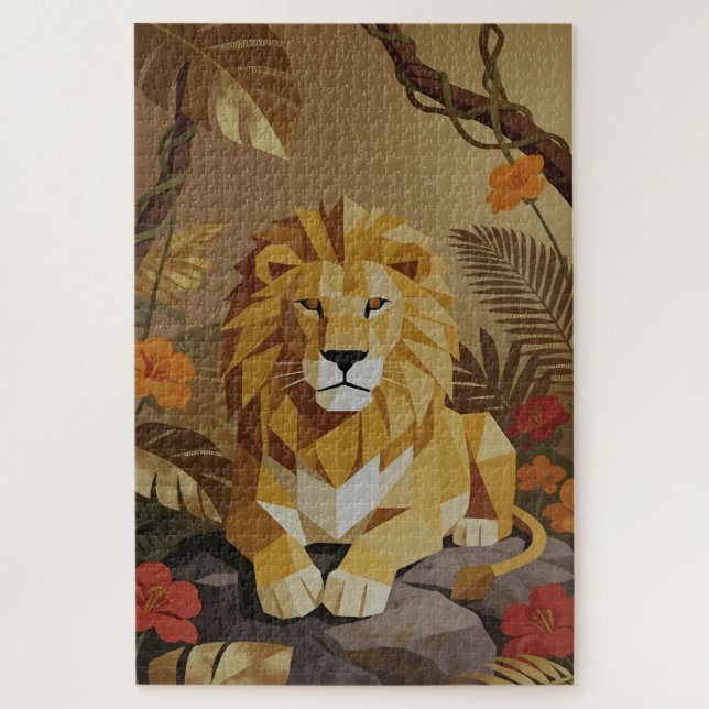Geometric Lion Jungle Jigsaw Puzzle (Vertikal)