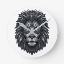 Geometric Lion King - Metallic Mandala Line Art