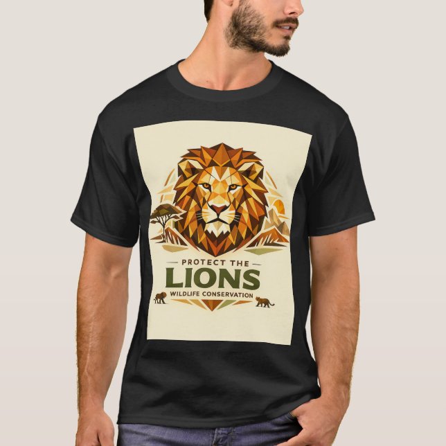 Geometric Lion: Protect the Wild T-Shirt (Vorderseite)