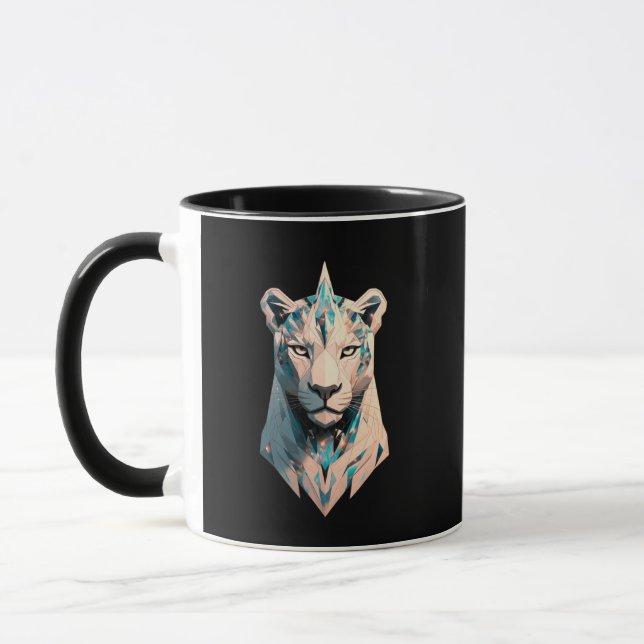 Geometric Lioness Crystal Abstract Art Coffee Tasse (Links)