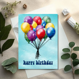 Geometric Low-Poly Balloons Birthday Card Karte