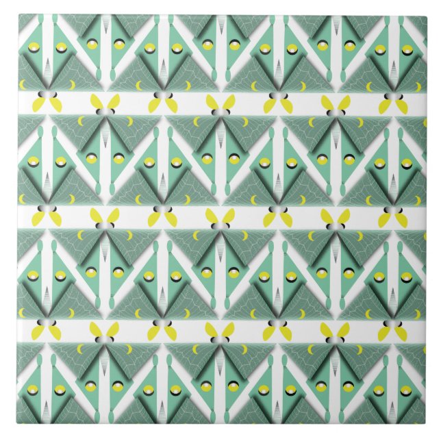 Geometric Luna Moth Fliese (Vorderseite)