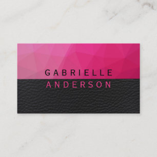 Geometric Magenta Lux Black Leather Visitenkarte