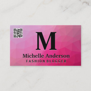 Geometric Magenta QR Code Business Card Visitenkarte