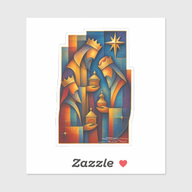 Geometric Magi - Three Wise Men Christmas Star Art Aufkleber (Blatt)