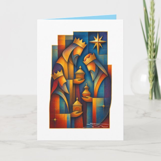 Geometric Magi - Three Wise Men Christmas Star Art Karte (Vorderseite)