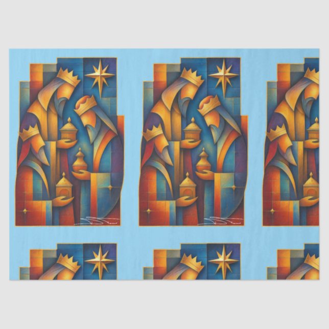 Geometric Magi - Three Wise Men Christmas Star Art Seidenpapier (Vorderseite)