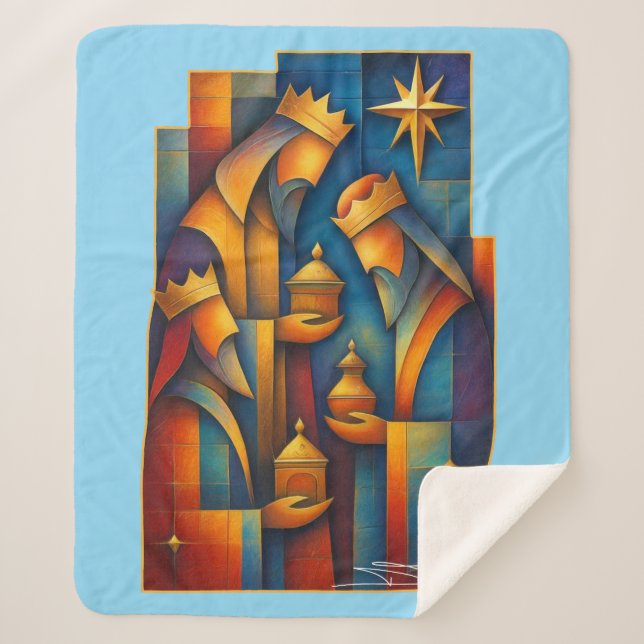 Geometric Magi - Three Wise Men Christmas Star Art Sherpadecke (Vorderseite)