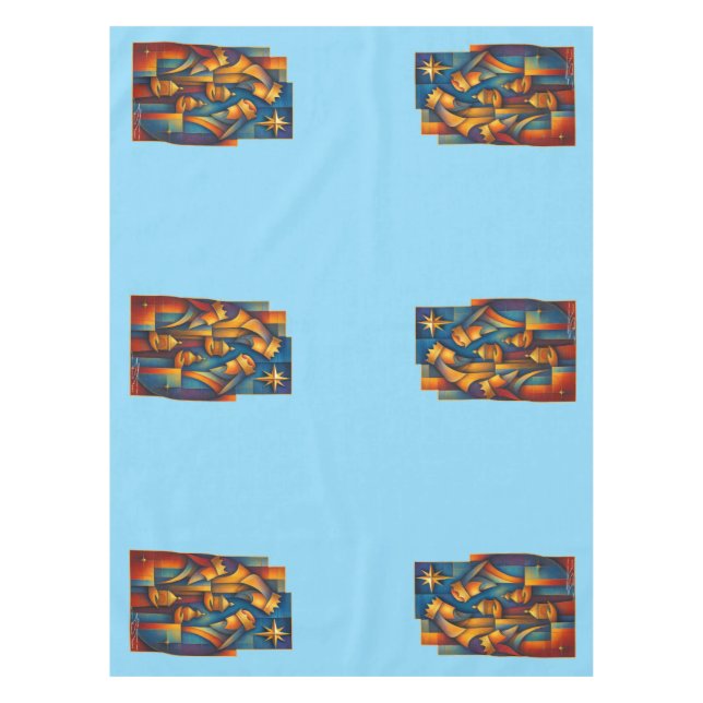 Geometric Magi - Three Wise Men Christmas Star Art Tischdecke (Vorderseite)
