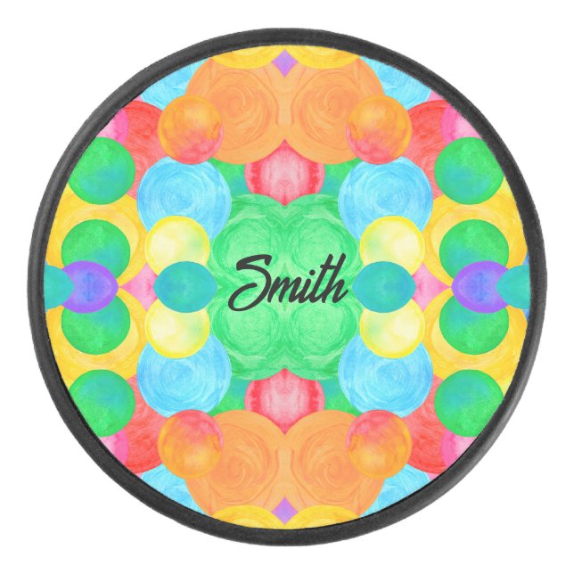 Geometric Magical abstract color art Eishockey Puck (Vorderseite)