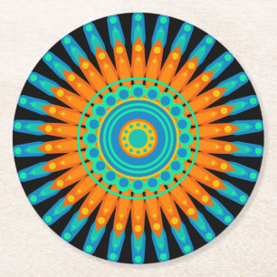 Geometric Mandala Art Circle Design-48256 Runder Pappuntersetzer