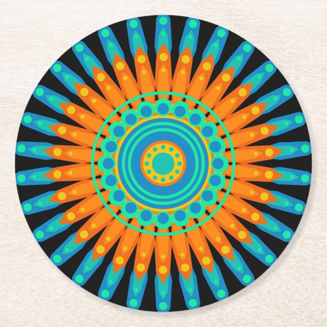 Geometric Mandala Art Circle Design-48256 Runder Pappuntersetzer (Vorderseite)