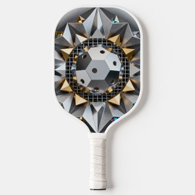 Geometric Metallic Pickleball Core Design Pickleball Schläger (Vorderseite)