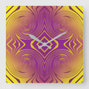 geometric metallic swirl texture quadratische wanduhr