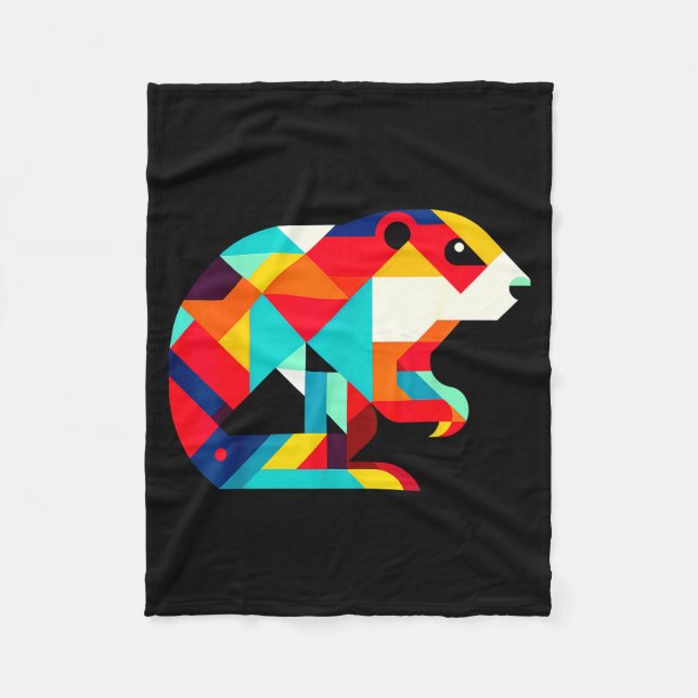 Geometric Minimalism Modern Illustration Groundhog Fleecedecke (Vorderseite)