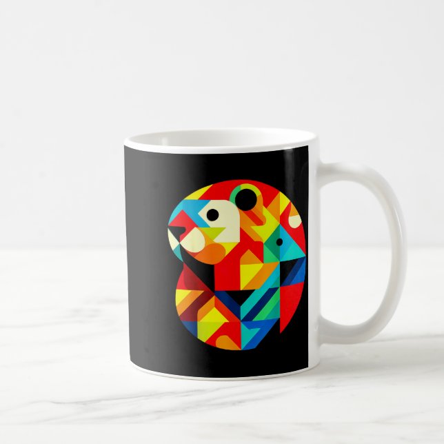 Geometric Minimalism Modern Illustration Groundhog Kaffeetasse (Rechts)