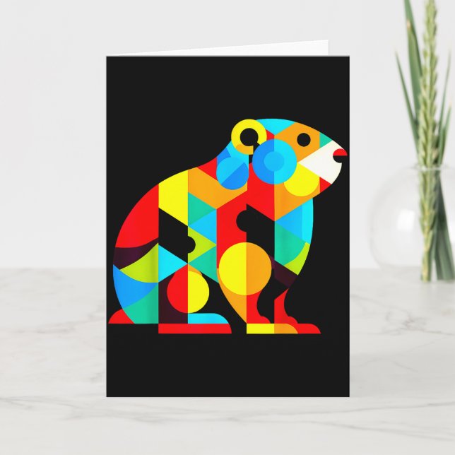 Geometric Minimalism Modern Illustration Groundhog Karte (Vorderseite)