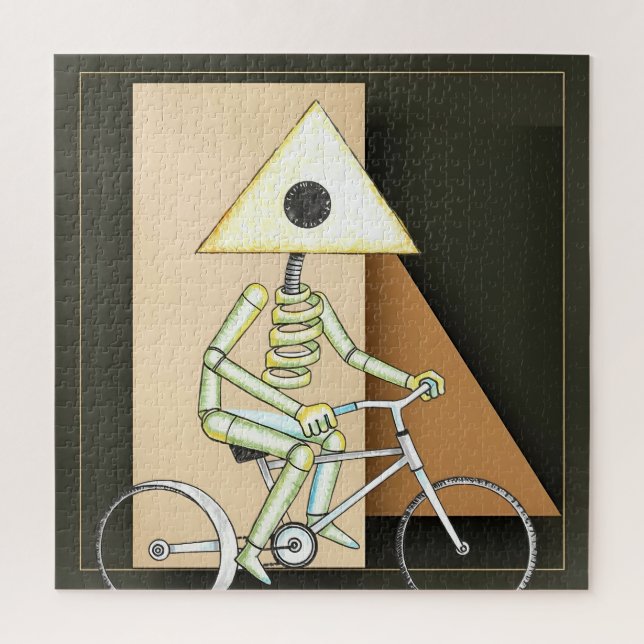 Geometric Minimalist Guy on Bike  Puzzle (Vertikal)