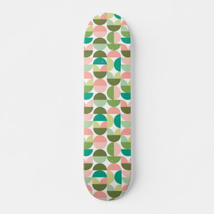 Geometric Modern Green & Peach Skateboard