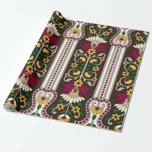 Geometric Moghul Paisley pattern on white backgrou Geschenkpapier