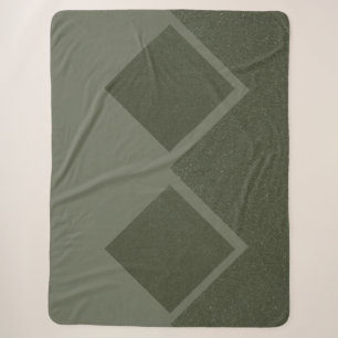 Geometric Moss Green Sherpa Blanket Sherpadecke
