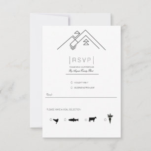 Geometric Mountains   Moderne schwarze und weiße R RSVP Karte