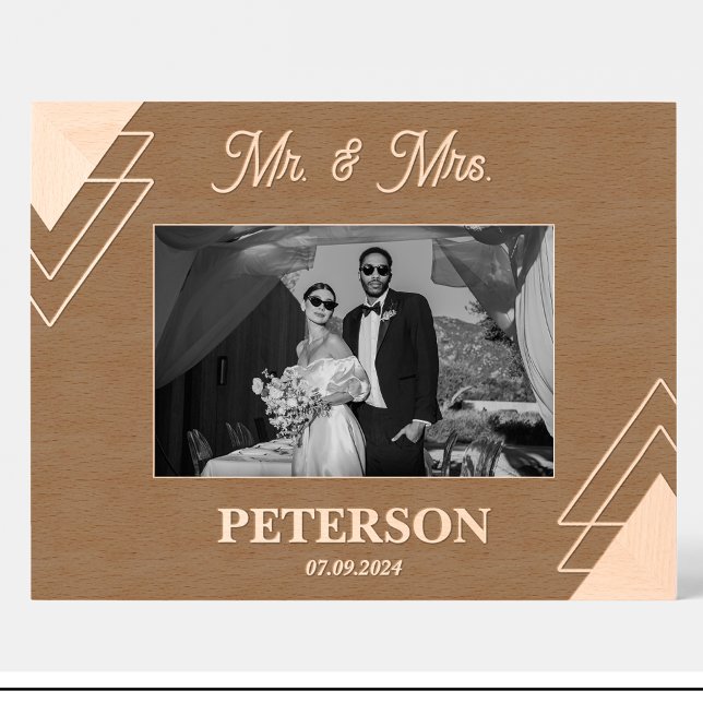 Geometric Mr. Wedding Custom Wood Picture Frame Geätzte Rahmen (Von Creator hochgeladen)