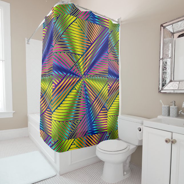 Geometric Multicolored Gradient Lines Modern  Duschvorhang (Von Creator hochgeladen)