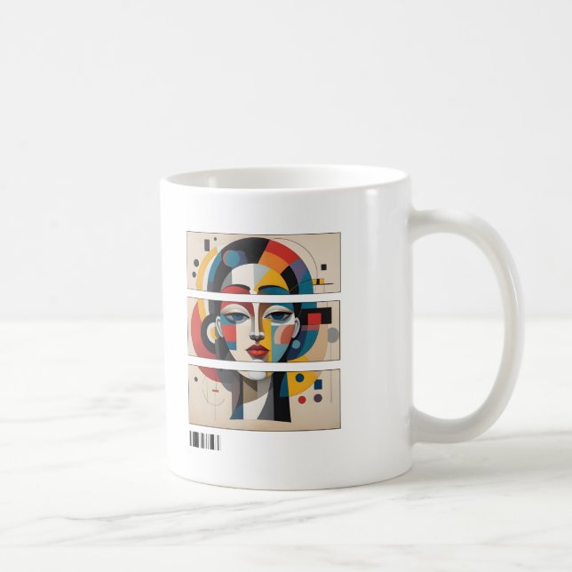 Geometric Muse – Abstract Face Mug Kaffeetasse (Rechts)