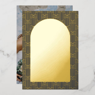 Geometric Navy Blue Wedding Foto Folieneinladung