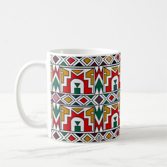 Geometric Ndebele Traditionelle Kultur Afrika Stam Kaffeetasse (Links)