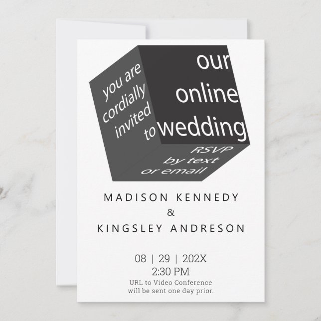 Geometric New High Tech Epic Black Cube ONLINE Einladung (Vorderseite)