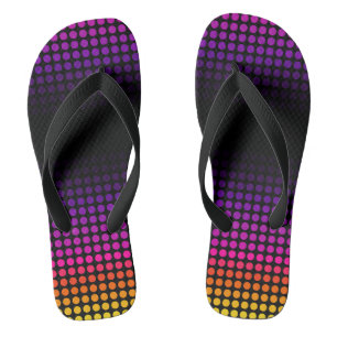 Geometric Ombre Sunset Pattern auf Schwarz Flip Flops