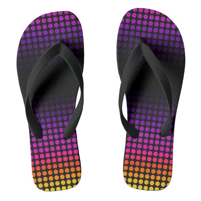 Geometric Ombre Sunset Pattern auf Schwarz Flip Flops (Fußbett)
