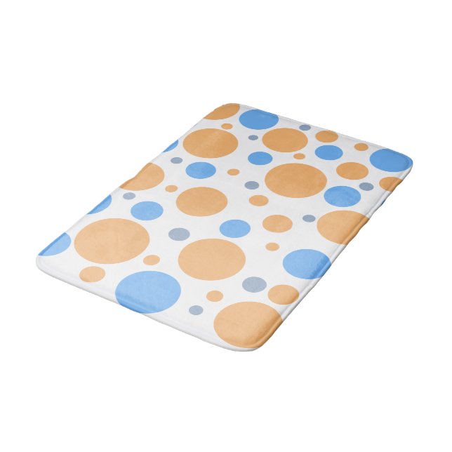 Geometric Orange Blue Gray Polka Dots Badematte (Schrägansicht)