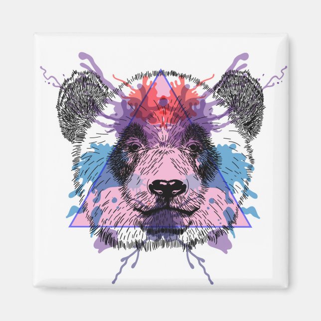 Geometric Panda Bear Magnet (Vorne)