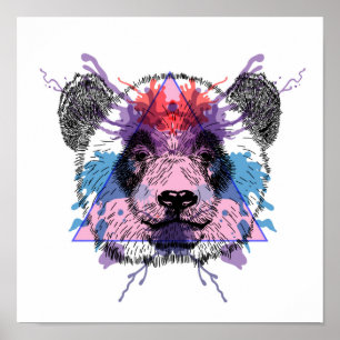 Geometric Panda Bear Poster