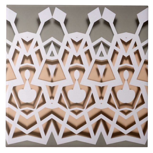 Geometric Paper-Cut Symmetry Pattern Fliese (Vorderseite)