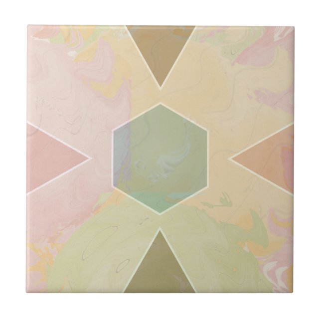 Geometric Pastel Marble Beige Fliese (Vorderseite)