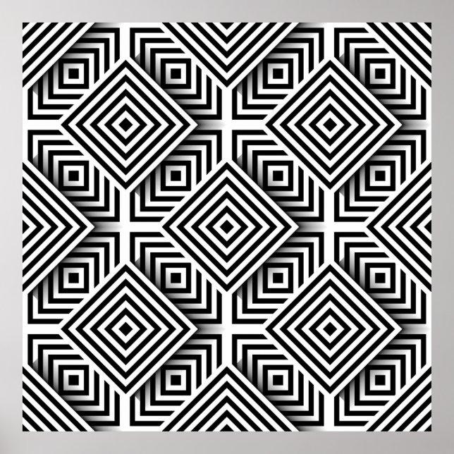 Geometric pattern. Black and white. Squares and st Poster (Vorne)
