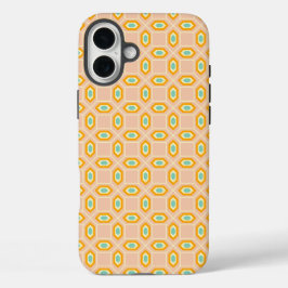 Geometric pattern in blue and orange diamond shape iPhone 16 plus hülle