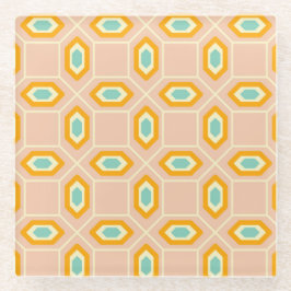 Geometric pattern in blue and orange diamond shape glasuntersetzer
