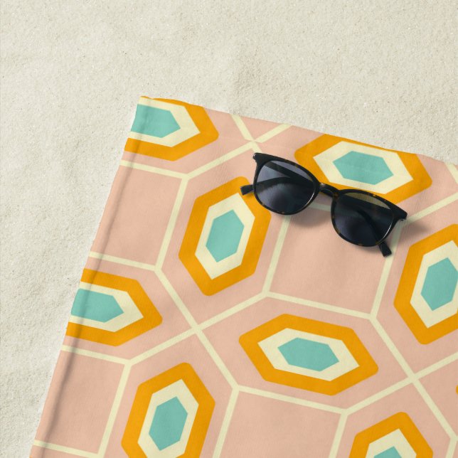 Geometric pattern in blue and orange diamond shape strandtuch (Beispiel)