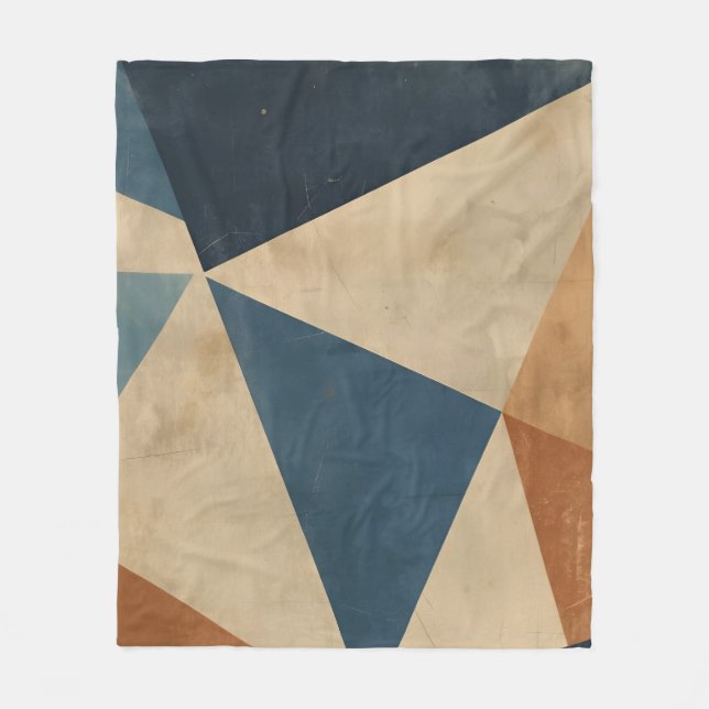 Geometric Pattern in Blues, Tans, and Rust Fleecedecke (Vorderseite)